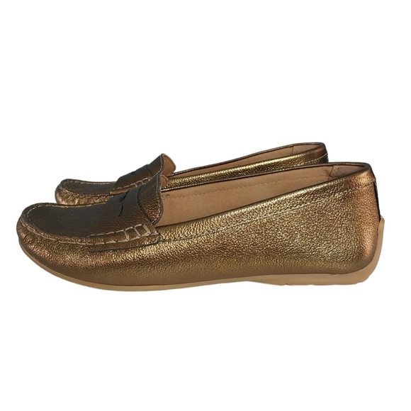 Clark's Artisan Doraville Nest Gold Leather Slip-On Loafers Shoes Women's Sz 7 W - Picture 4 of 9